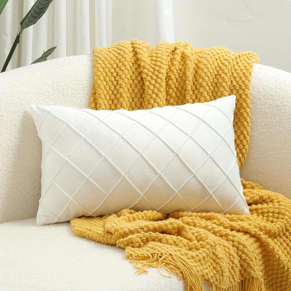 Modern Argyle Throw Pillow Case made of polyester velvet for soft, comfortable home, office, living room, and sofa décor (Pillow core not included).