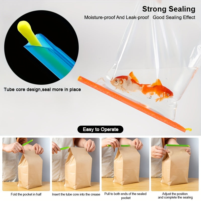 Set of sealing sticks for splitting, clipping, and keeping food, tea, coffee, snacks, milk powder fresh. Includes sealing sticks and strips for fresh-keeping.