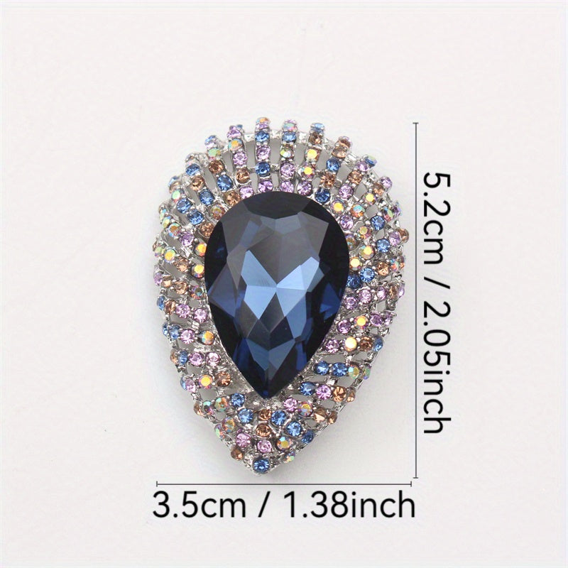 Elegant Teardrop Rhinestone Brooch Pin for Women - Luxury Enamel Design Fashion Accessory with Simulated Stones