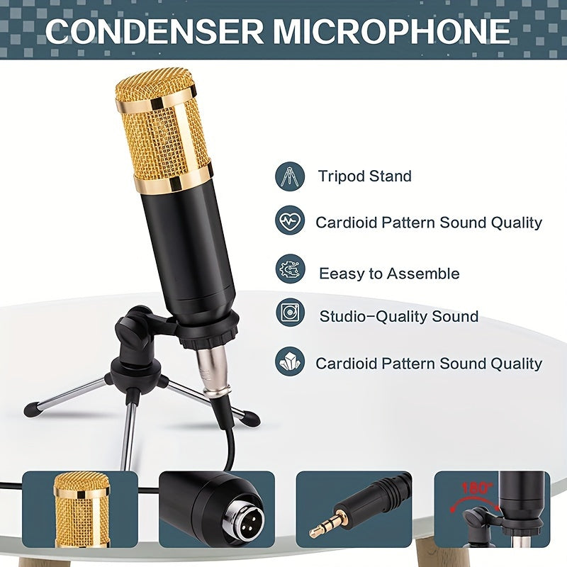 All-in-one Podcasting Kit: Includes condenser mic, tripod stand, professional mixer. Perfect for studio recording, voice overs, streaming, YouTube videos. USB/Battery powered, wireless