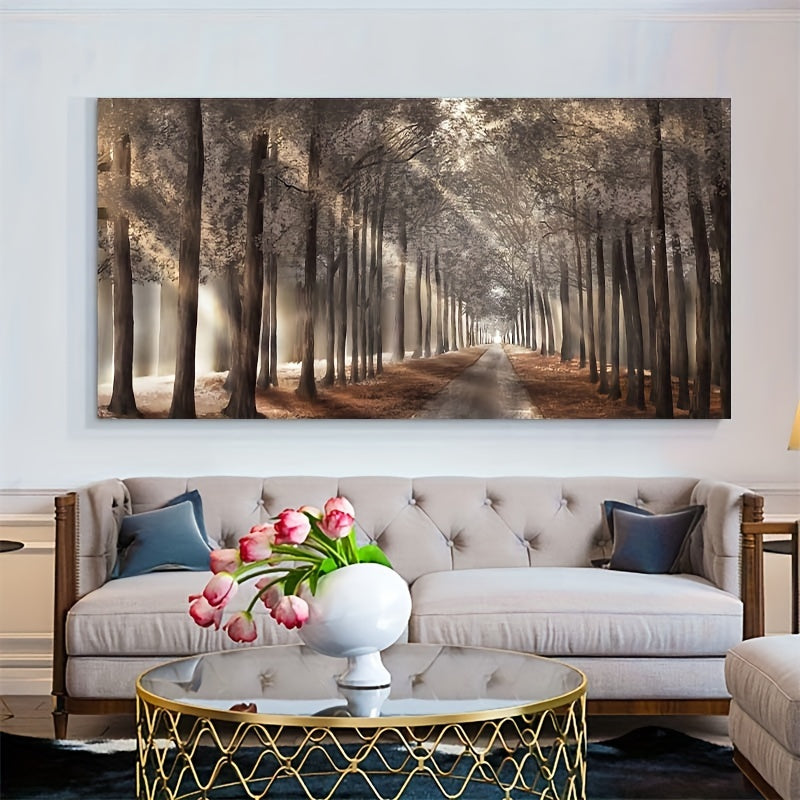 1 piece Nature Sunshine canvas painting of trees in a forest, Scandinavian prints for home decor, unframed.