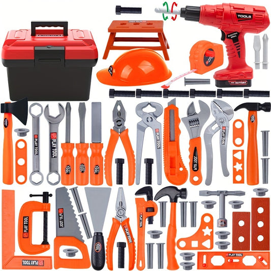 Toy tool box sets in three sizes, with electric drill and simulation repair tools. Great for kids to fix toys and play construction. Suitable for boys and girls.