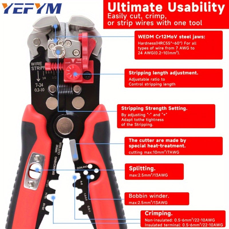 5-in-1 Automatic Wire Stripping Pliers for Crimping, Cutting, Splitting, and Merging Wires