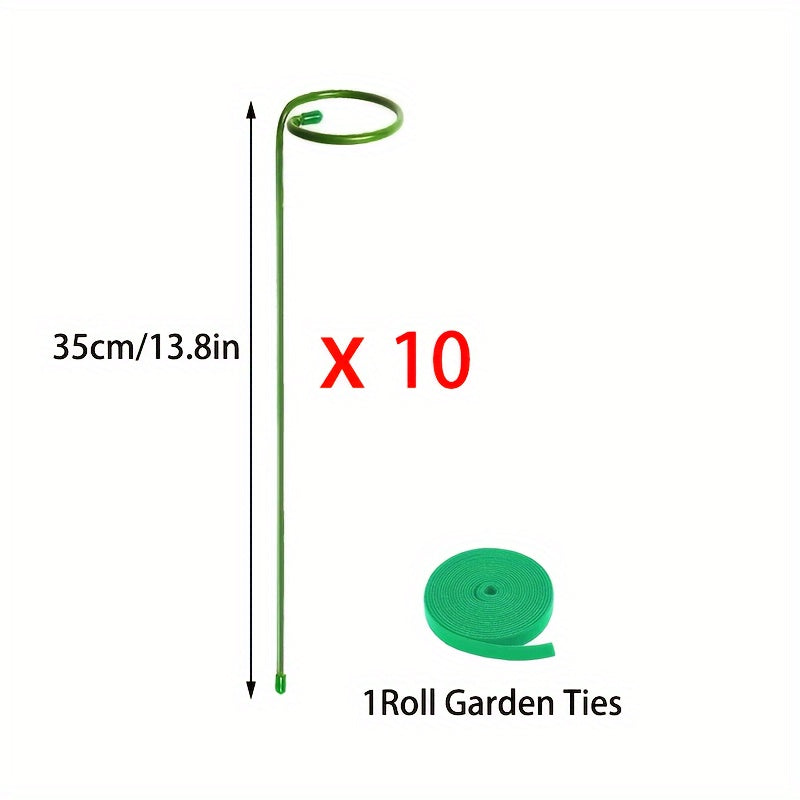 5/10 Metal garden plant stakes for single-stemmed flower support hoops, ideal for amaryllis, orchids, lilies, roses, and peonies.