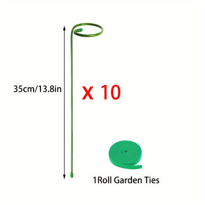 5/10 Metal garden plant stakes for single-stemmed flower support hoops, ideal for amaryllis, orchids, lilies, roses, and peonies.