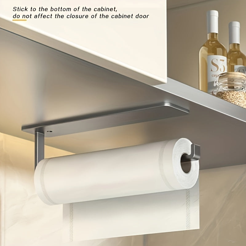 Kitchen paper roll storage rack crafted from stainless steel and designed for wall-mounting, featuring a non-perforated design.