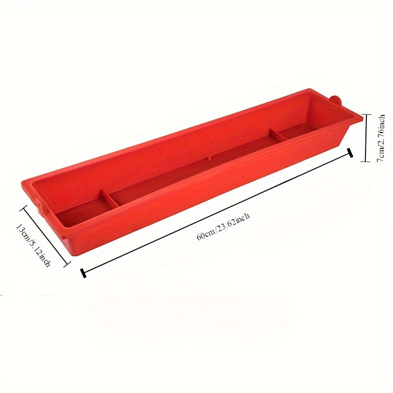 1pc durable TPU rectangular chicken feeder with anti-spill water and food slot for poultry, duck, and pigeon farming. No battery required, uncharged. Chicken accessories.