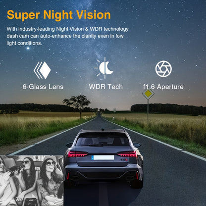 ZKCAMSPY Dual Dash Cam with 1080P front and 720P inside cameras, HD night vision, loop recording, G-sensor, wide angle, 27.5FPS, rechargeable lithium polymer battery, adhesive mount, and PC