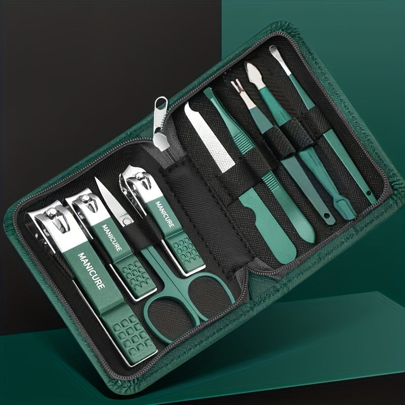 Luxury 6/9 Piece Nail Clipper and Manicure Set with Travel Box - Includes Stainless Steel Cuticle Pliers, Hand, and Foot Care Tools.