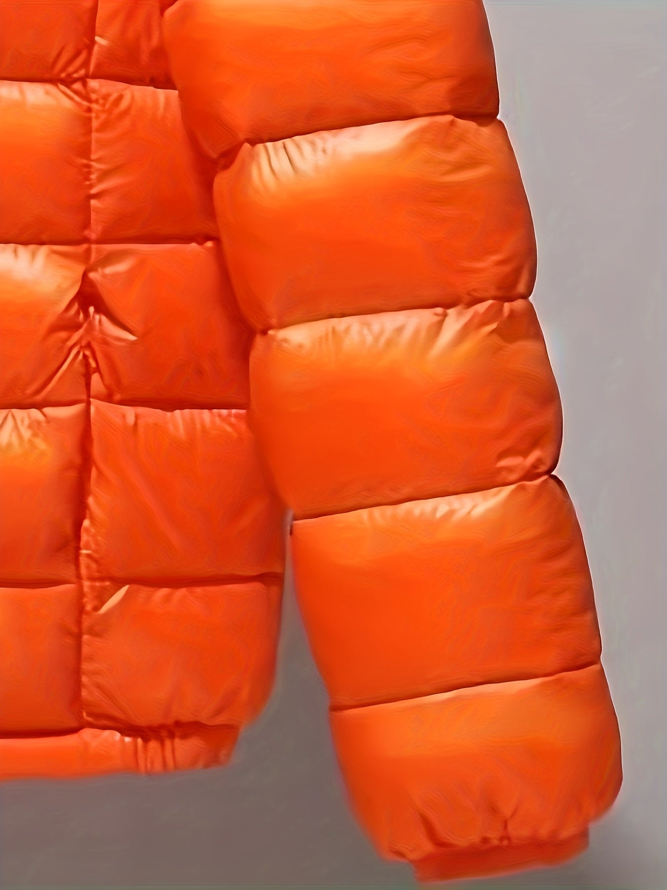 Kids' polyester puffer jacket with hood and zipper, ideal for fall/winter.