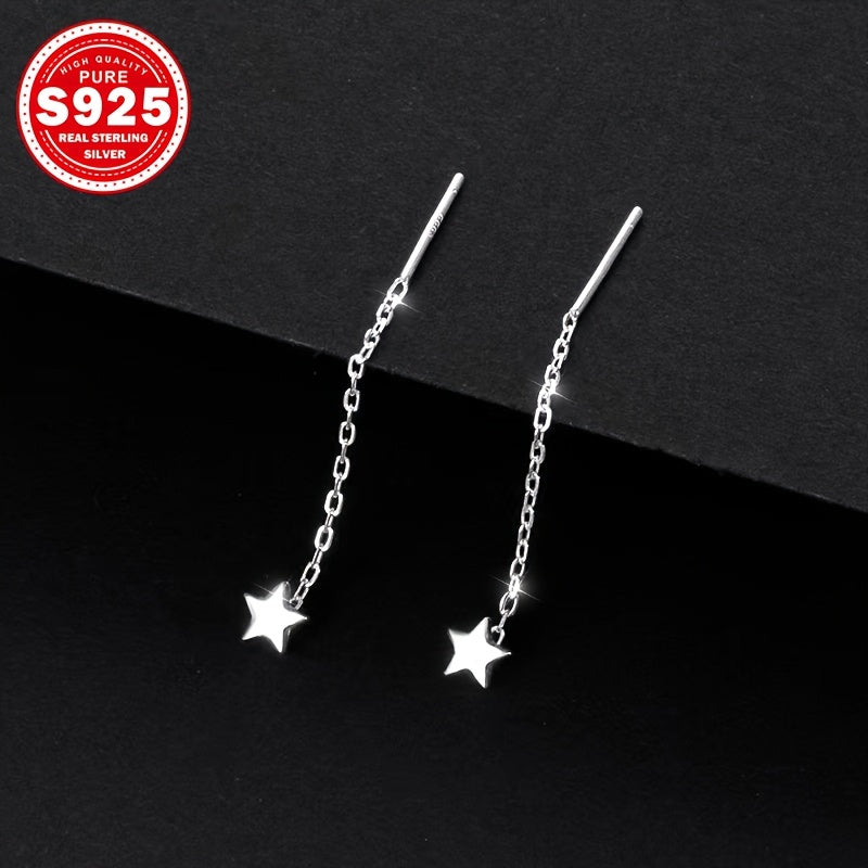 2 Gorgeous Boho Star Drop Earrings in 18K Gold Plated S925 Sterling Silver, Hypoallergenic and Lightweight. Versatile and Elegant design for women, Ideal Valentine's Day Gift. Suitable for all Seasons and Occasions.