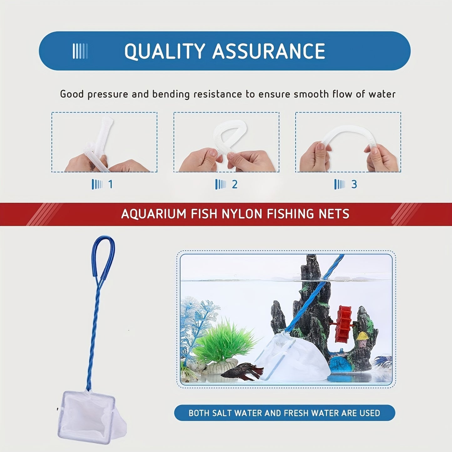 Aquarium Cleaning Kit includes Siphon, Fish Net, and Sponge Brush for maintenance.