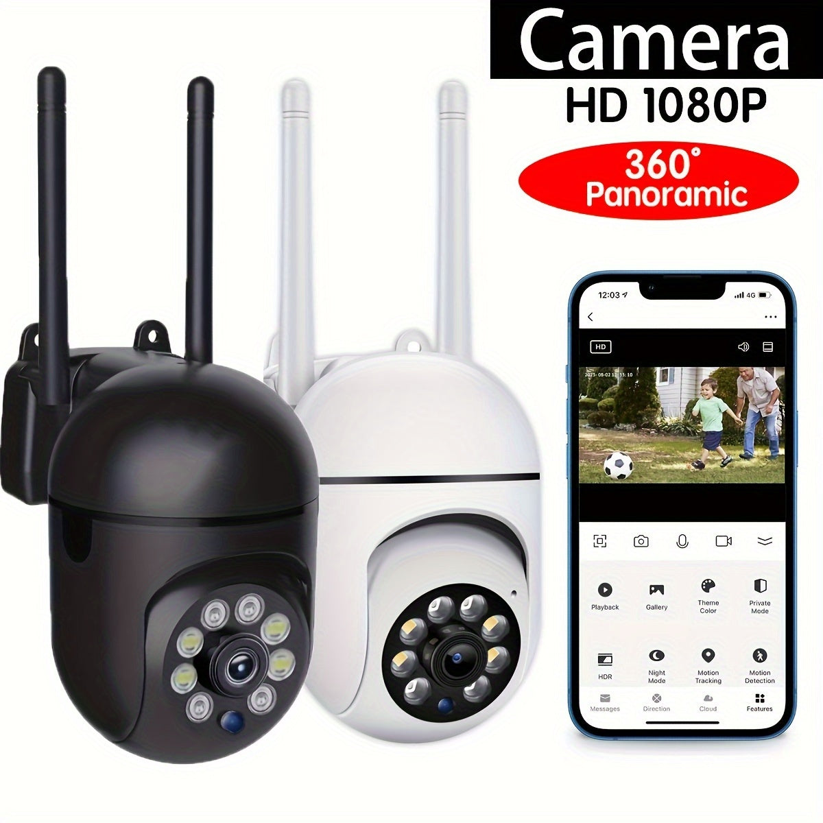 1 piece of High-definition WIFI Monitoring Camera with 355 Degree Pan Tilt Intercom capability for Home Security. Features Remote Night Vision, suitable for both Indoor and Outdoor use. This Intelligent Camera is operated through an APP, with Wireless