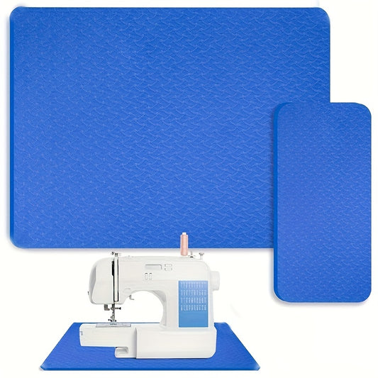 2pcs Sewing Machine Silencer Pads and Foot Pedal Mat in Blue and Purple for reduced vibration and movement, non-slip crafting accessory for art storage and transport.