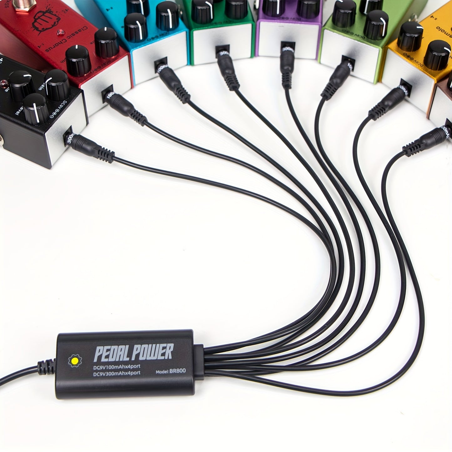 New Guitar Pedal Power Supply with 8 outputs and USB plug-in for 9V DC output.