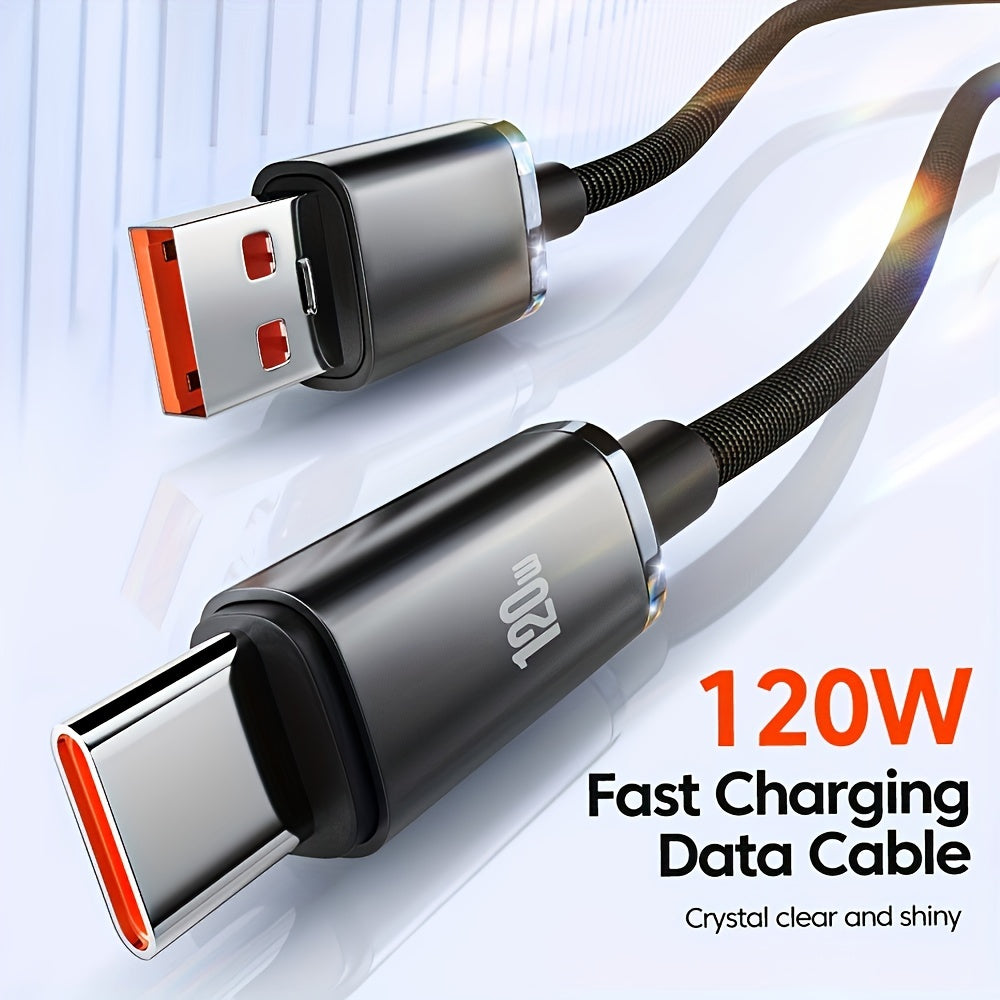 120W USB Type-C cable with fast charging, data sync, and compatibility with various devices. No battery included.