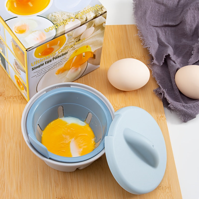 Convenient Single-Cup Plastic Egg Mold with Lid, Microwave Egg Poacher, Heat Resistant, Multi-Layer Material, Breakfast Kitchen Tool