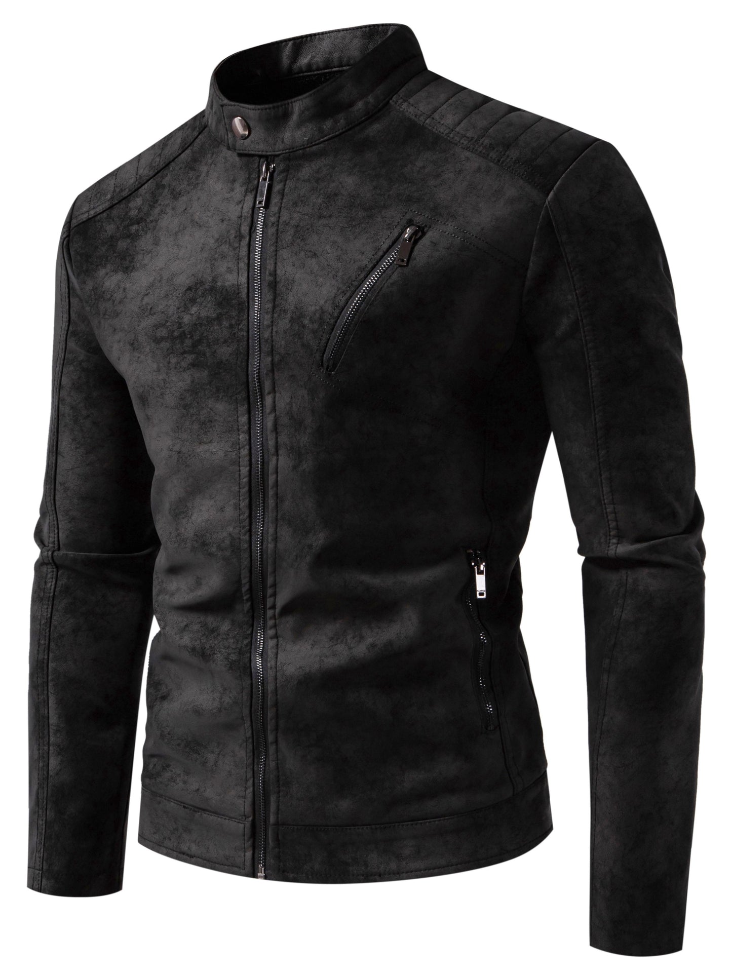 Men's retro bomber jacket made of imitation suede PU leather, ideal as a gift.