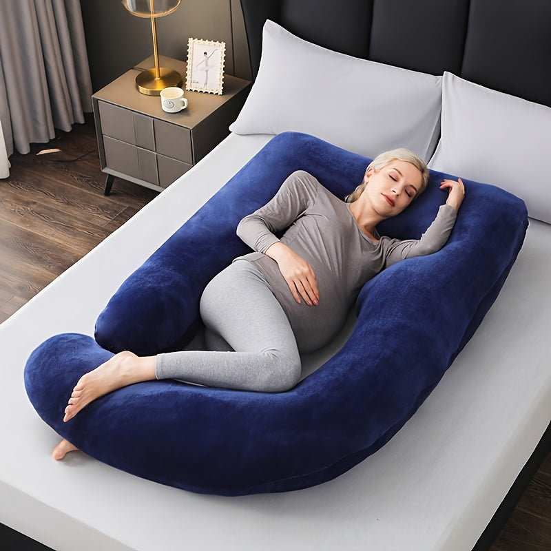 Get the ultimate comfort with our J-Shaped Pregnancy Pillow, made of soft polyester and designed for full body support. It comes with a removable cover and is perfect for expecting mothers to get a good night's sleep. Makes a great gift for Christmas