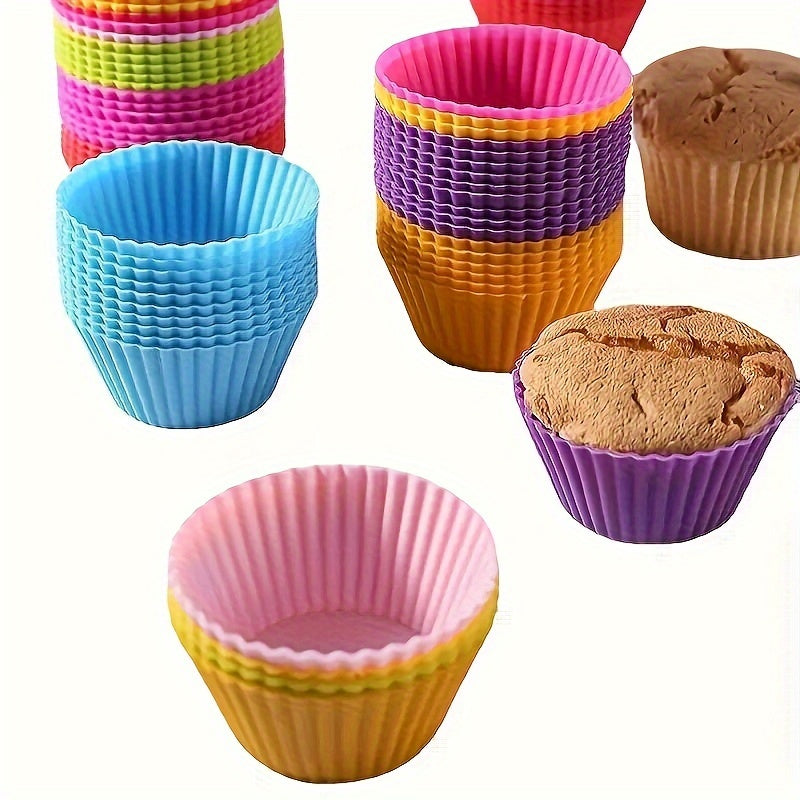 Silicone Cake Cups Set - Includes 6 Pieces of 12pcs High Temperature Resistant Pudding Muffin Cups for Home Baking - Ideal for Small Cakes, Egg Tarts, and Round Hair Cakes