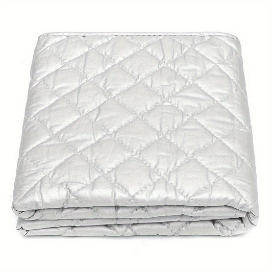 Portable ironing mat blanket, non-electric heat-resistant pad that is durable, washable, and dryable. Comes with a protective cover for clothes, perfect for laundry and pressing.