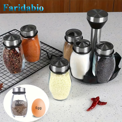 7pc Swivel Base Spice Shakers with Salt, Pepper, and Sugar - Ideal for kitchen storage and organization