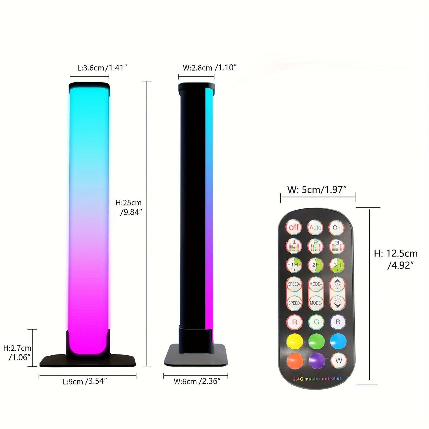 2 Smart LED light bars with RGB night light, controlled by remote and app. Syncs music for gaming TV and bedroom decoration. Also functions as a desktop lamp.