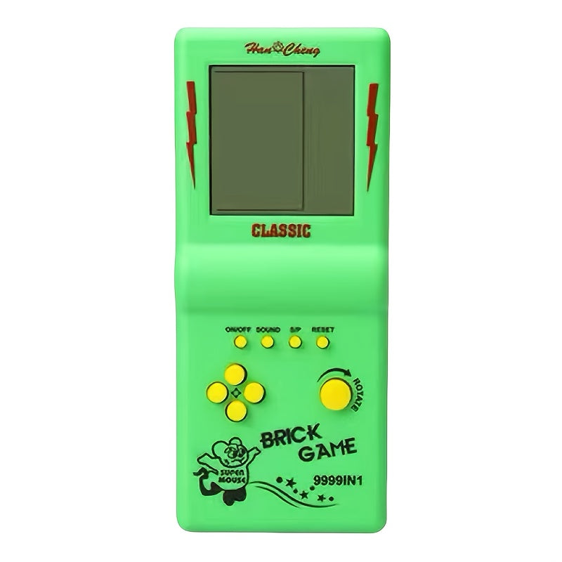 1pc Retro Electronic Brick Game Handheld Console for Kids, Educational Toy for Ages 3-6, Available in Blue, Green, Orange, Yellow