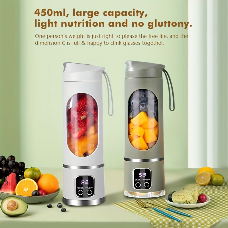 3-Mode Portable Blender: Rechargeable via USB, Perfect for Fresh Juices & Smoothies, Features Digital Display, Easy to Clean, Great for Travel and Outdoor Use, Top-of-the-Line Kitchen Accessory