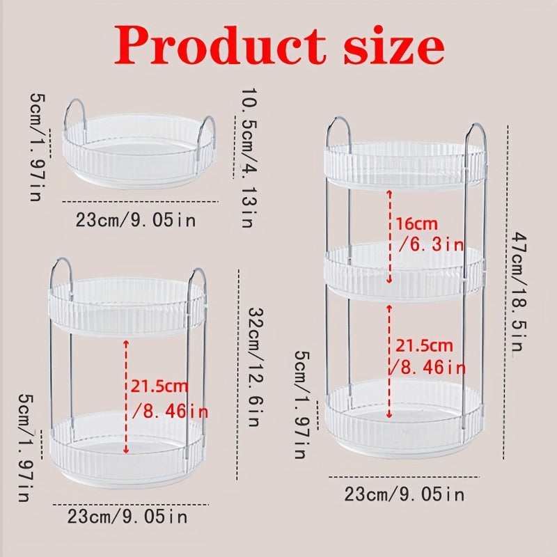 Регулируемый многослойный органайзер для косметики с вращением на 360° - высококачественный прозрачный ПЭТ-материал, просторное хранилище для духов, помады и тонального крема - идеально подходит для использования в ванной и на кухне