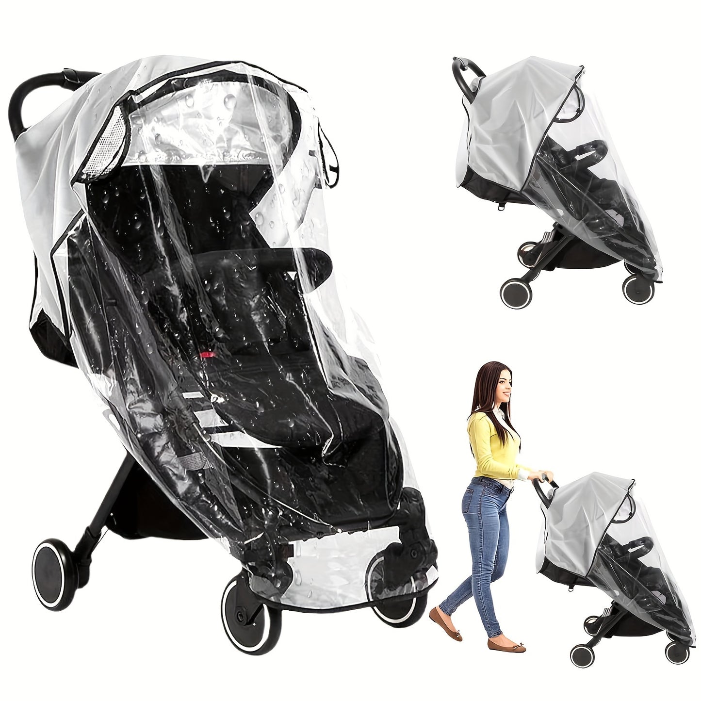 Stroller rain cover for winter protection.