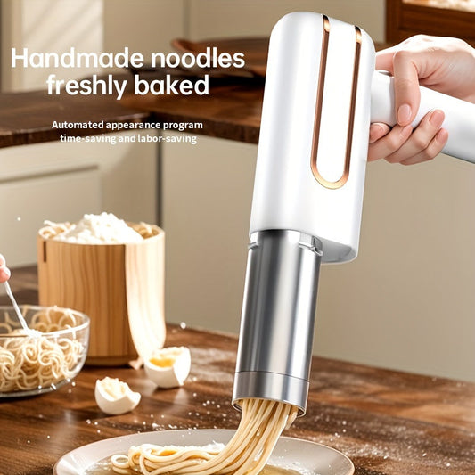 Convenient Electric Noodle Maker with Digital Display - Rechargeable via USB, Made of Stainless Steel, Simple to Clean, Ideal for Use at Home or Outdoors