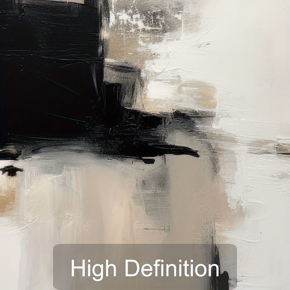 3 contemporary abstract canvas prints in black and beige for modern home decor - suitable for living room, bedroom, or office. Frame not included.