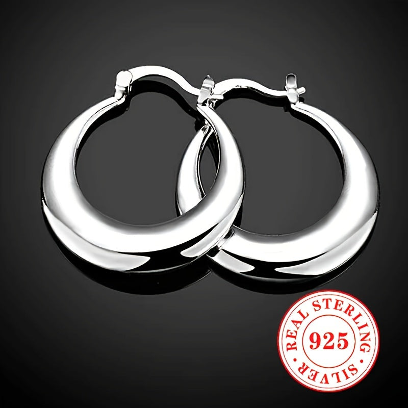 Stunning 925 Sterling Silver Hypoallergenic Hoop Earrings with Elegant and Sexy Style, Perfect for Women's Daily Wear or Special Occasions