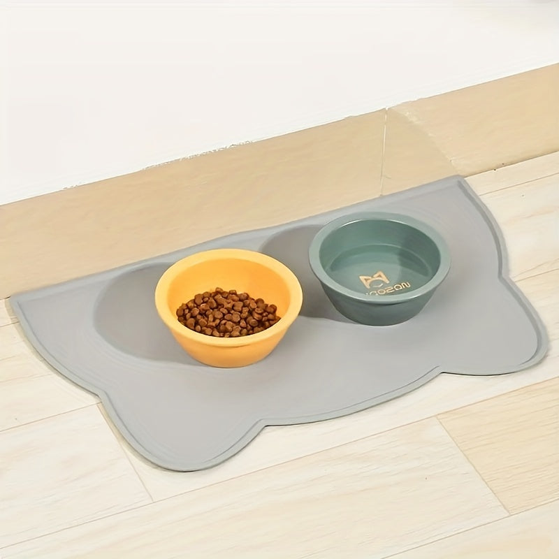 Waterproof silicone mat for pet food, non-slip and easy to clean. Ideal for dogs and cats.