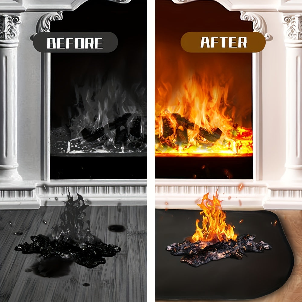 Fireproof pad with large rounded corners for wood stoves and fireplaces, designed to resist high temperatures, ideal for use in the household.