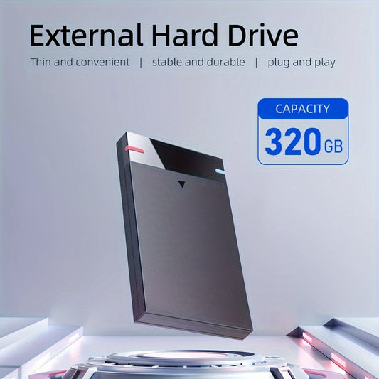 320GB Portable External Hard Drive with USB 3.0 for fast and stable data transfer, compatible with PC, laptop, and smartphone for easy storage expansion.