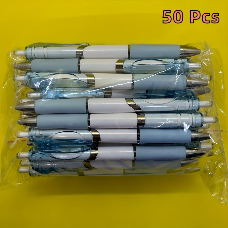 Retractable medium point plastic pen for school, office, home, writing, business notes, memos, drawing, and sketching