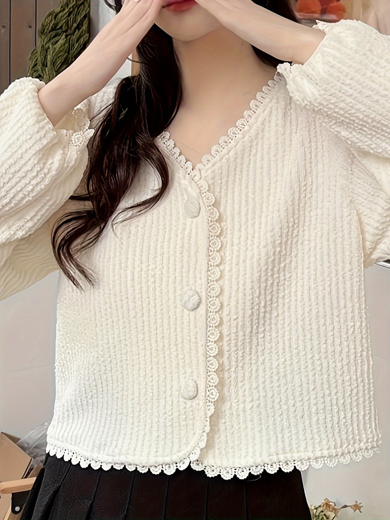 Minimalist Solid Color Button Front Blouse, Long Sleeve Casual Wear for Women in Spring & Fall