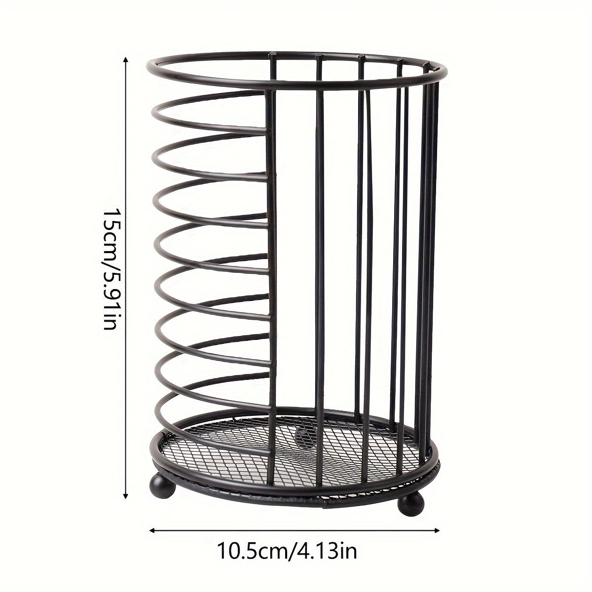 Sturdy Iron Kitchen Organizer for Cutlery and Cooking Tools - Round Basket with Drainage Stand for Chopsticks, Knives, and Flatware - Multifunctional Countertop Storage Rack