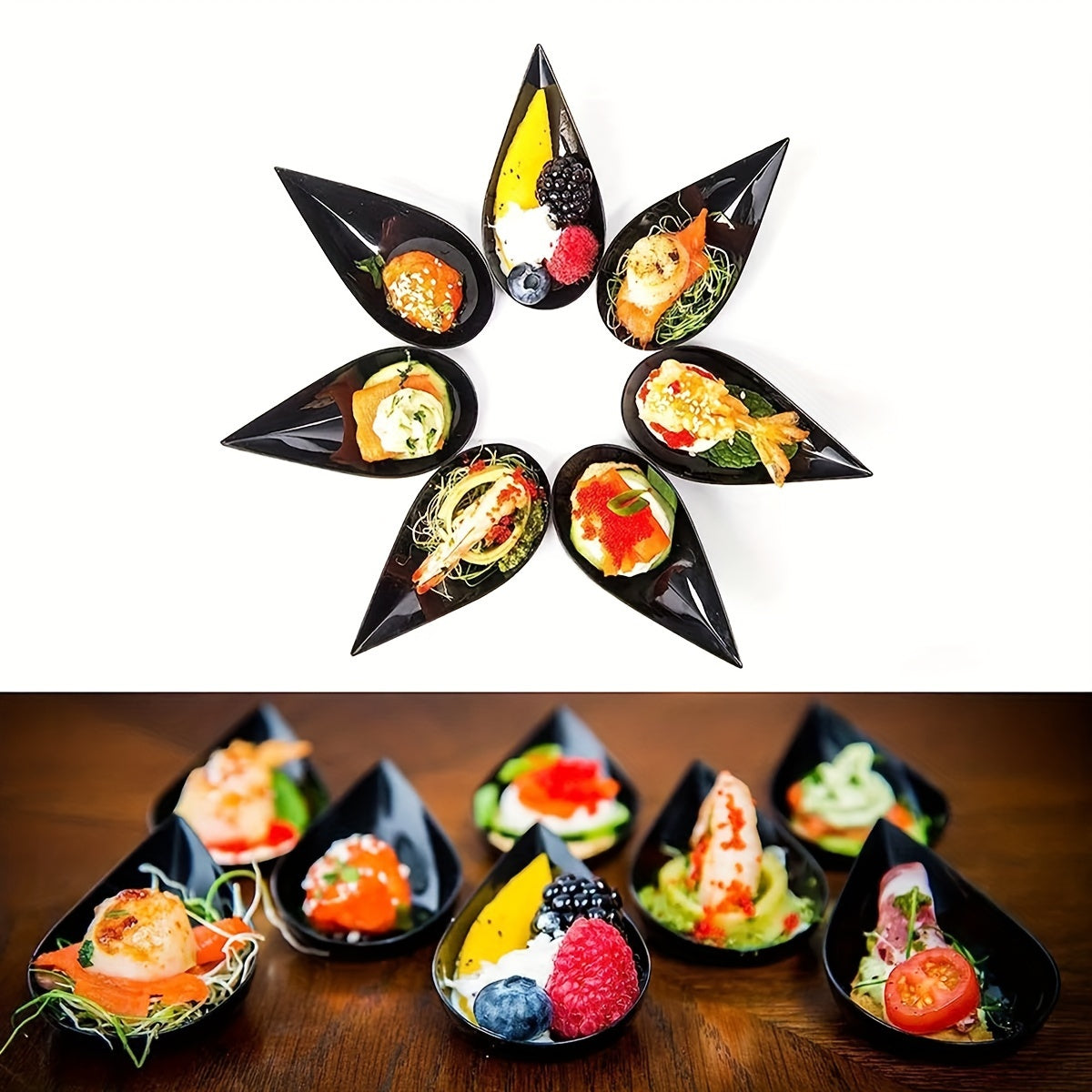 Set of 10 Mini Sushi Dessert Spoons with Swing Plate, Ideal for Wedding Parties, Measures 10.01cm x 5.0cm