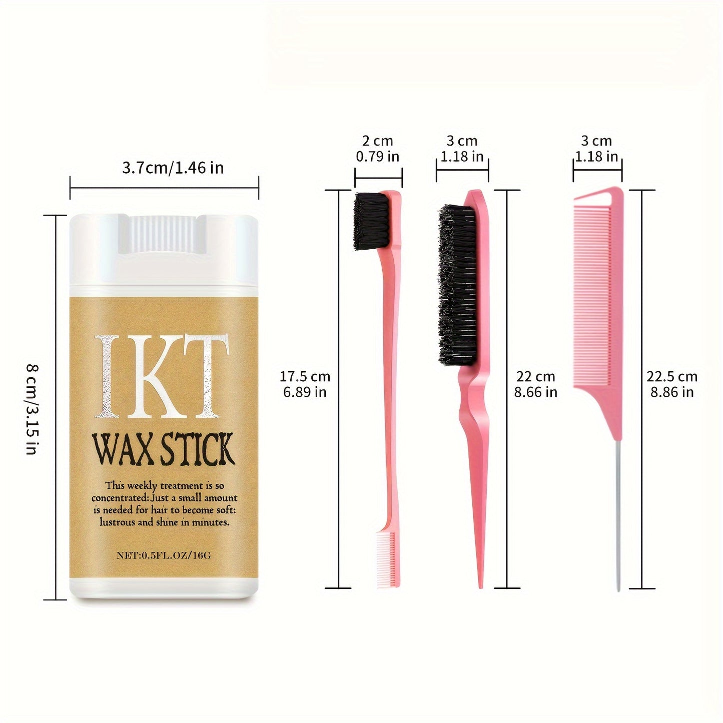 IKT Hair Wax Stick Set for Unisex, Non-Greasy Paste for Normal Hair, Styling Comb for Wavy Curly Hair, Controls Wigs, for Men and Women, Ideal for Carnivals/Masquerades.