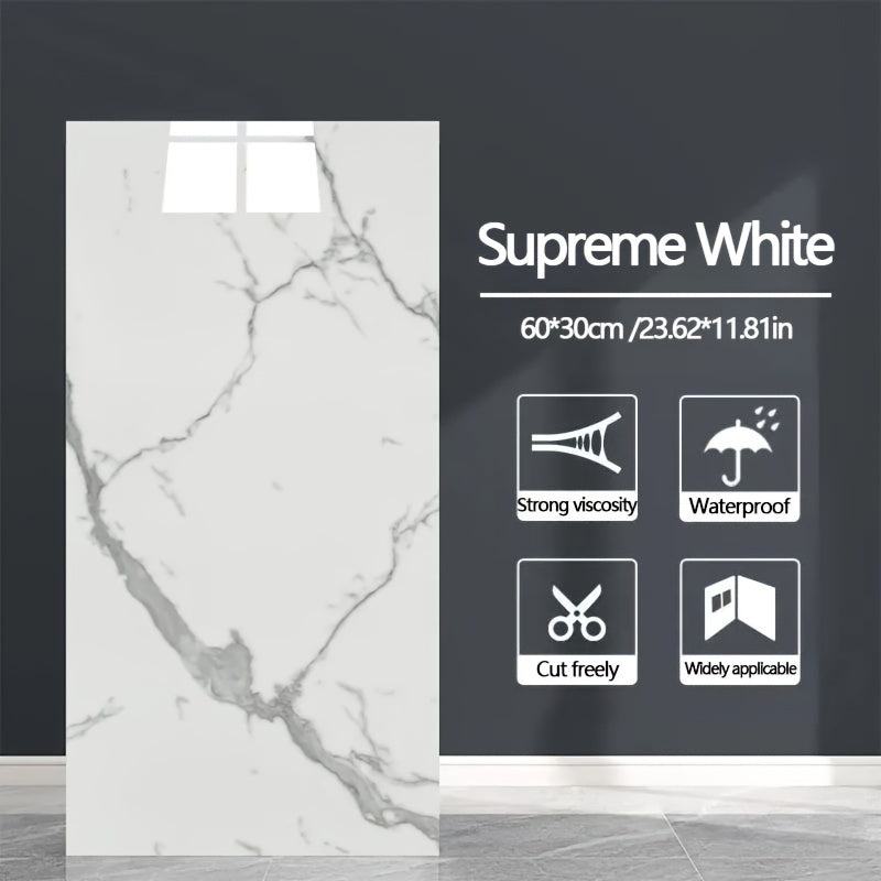 42 self-adhesive marble tile wall stickers for kitchen, toilet, and bathroom decoration. Waterproof, oil-proof, and anti-fouling surface. Removable, easy to care for, and install.