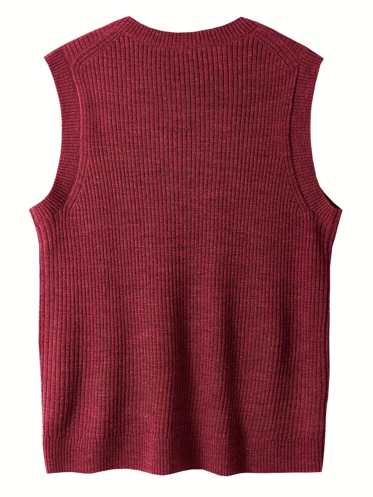 Oversized solid knit vest sweater for plus size men, perfect for spring and autumn, trendy sleeveless style for males.