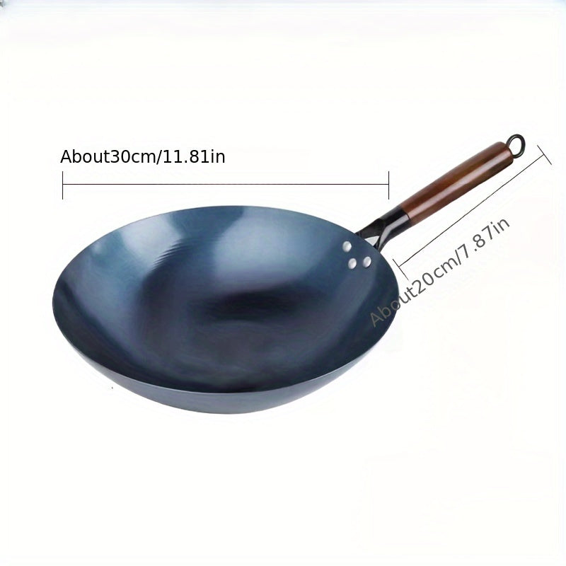 Versatile Cast Iron Wok with Non-Stick Coating and Removable Handle, Ideal for Gas Stove, Indoor & Outdoor Use, Essential Cookware for Your Kitchen