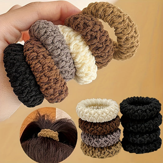 12 thick and highly elastic ponytail hair loops for high ponytails, suitable for women in mix colors.