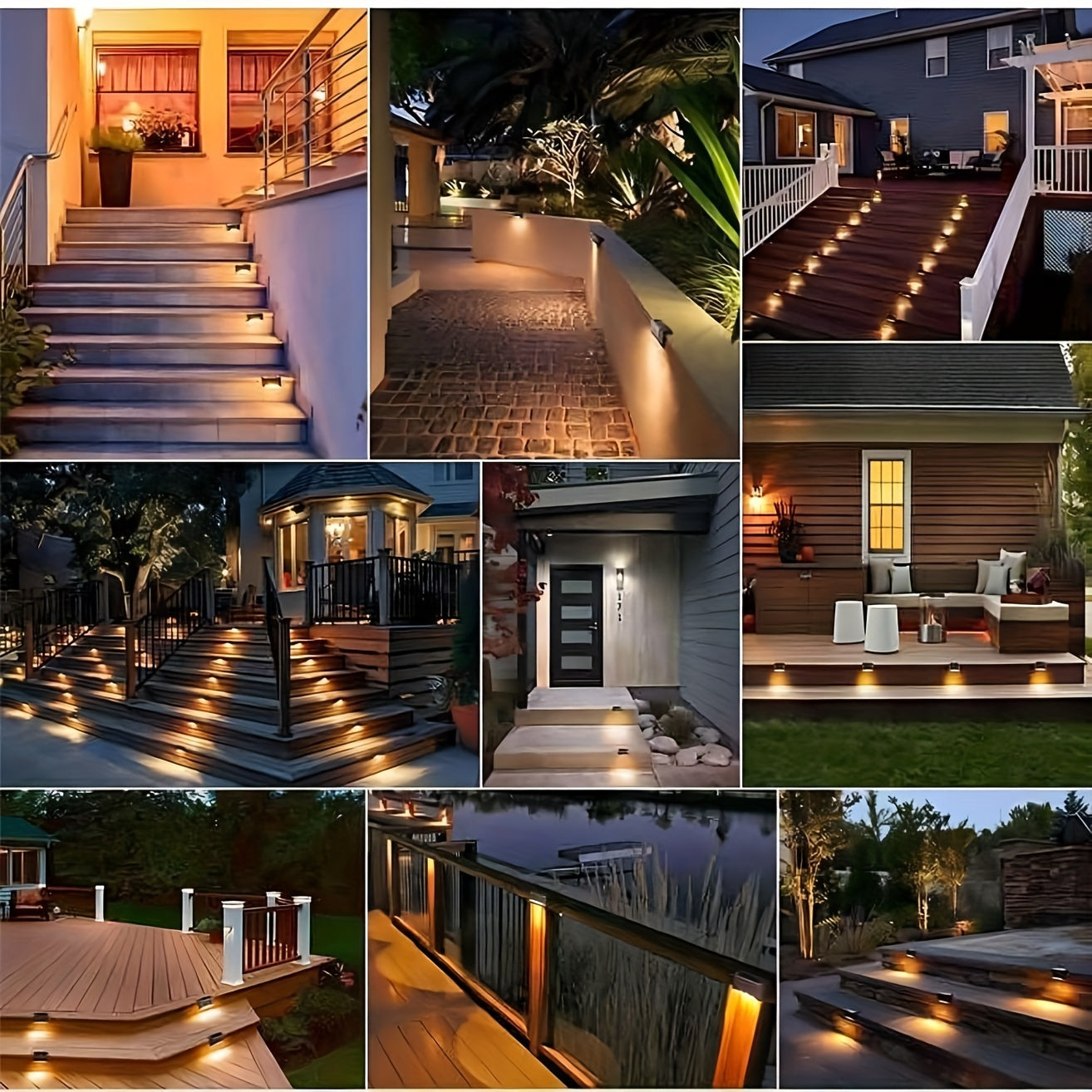 16/12/4pcs Solar Step Light for Outdoor LED Deck Stair, with multiple color options.