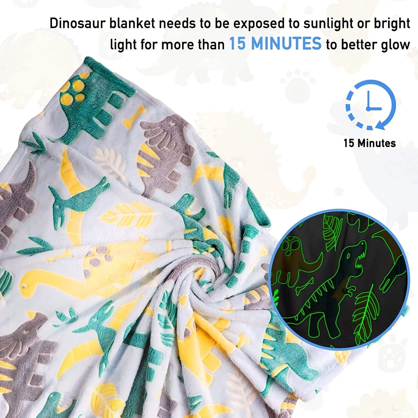 Soft fleece throw blanket for boys with glow-in-the-dark dinosaur design, makes the perfect birthday gift and is easy to clean in the washing machine.