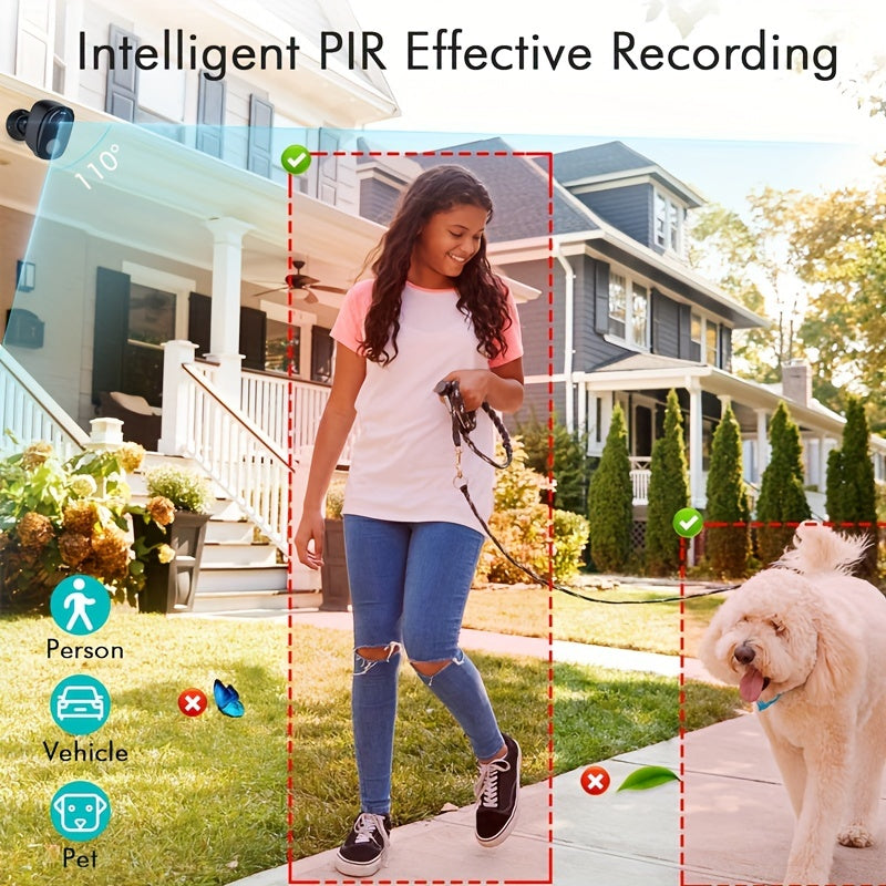 3MP wireless outdoor security camera with spotlight, siren alarm, color night vision, AI motion detection, works with Alexa, 2-way audio, cloud/SD storage, PIR motion detection