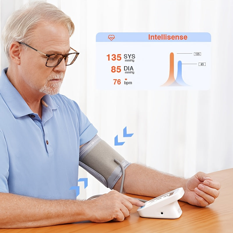 Yongrow Upper Arm Blood Pressure Monitor with LCD screen, portable design, white color, and adjustable cuff length. Suitable for adults.